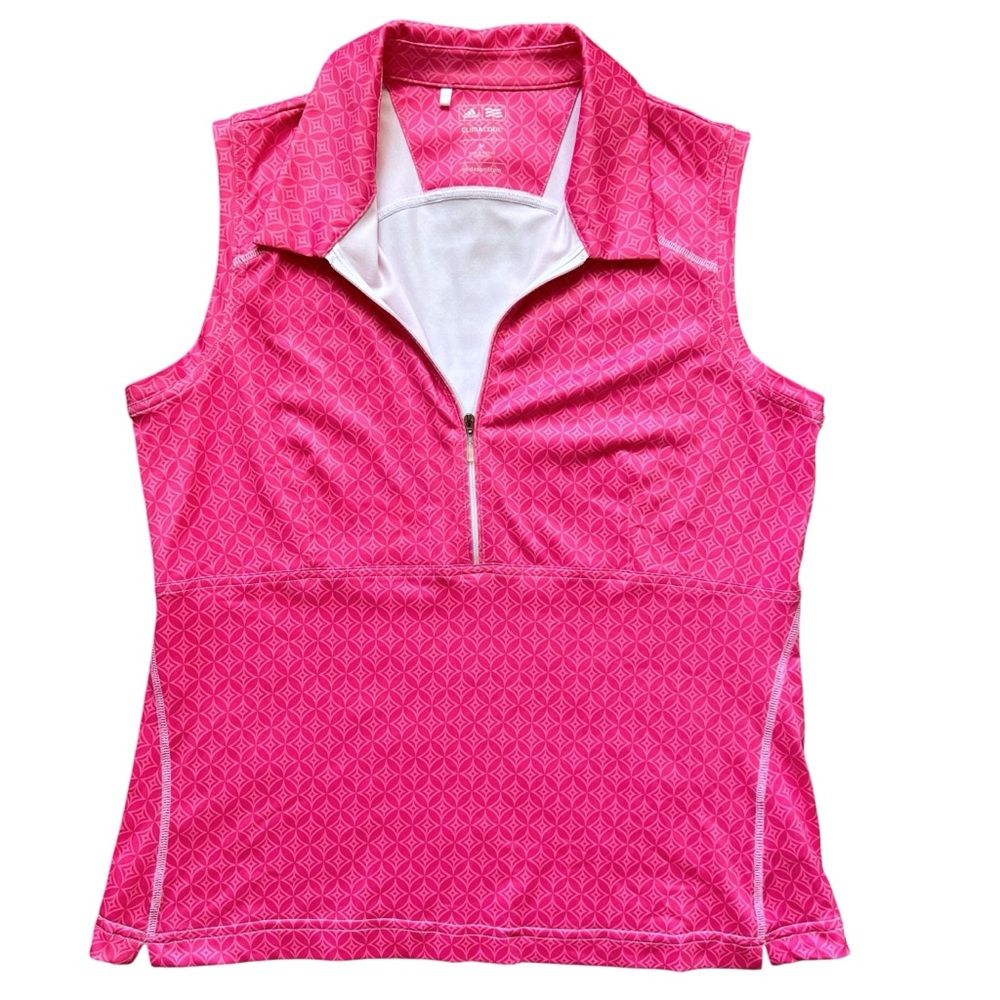 adidas Pink Sleeveless Half-Zip Athletic Top